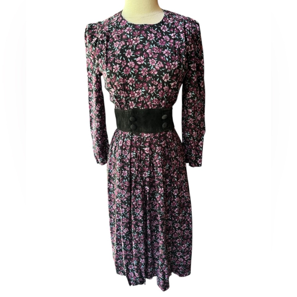 1990s does 1930s‎ Karin Stevens 100% Rayon Floral Midi Dress